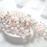 Pearl and crystal bridal hair comb - MADDIE - Treasures by Agnes