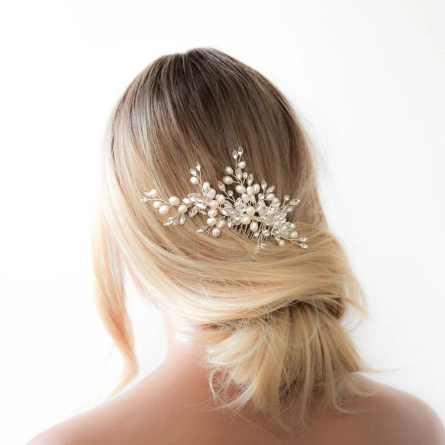 Pearl and crystal bridal hair comb - MADDIE - Treasures by Agnes
