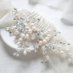 Pearl and crystal bridal hair comb - MADDIE - Treasures by Agnes