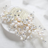 Pearl and crystal bridal hair comb - MADDIE - Treasures by Agnes