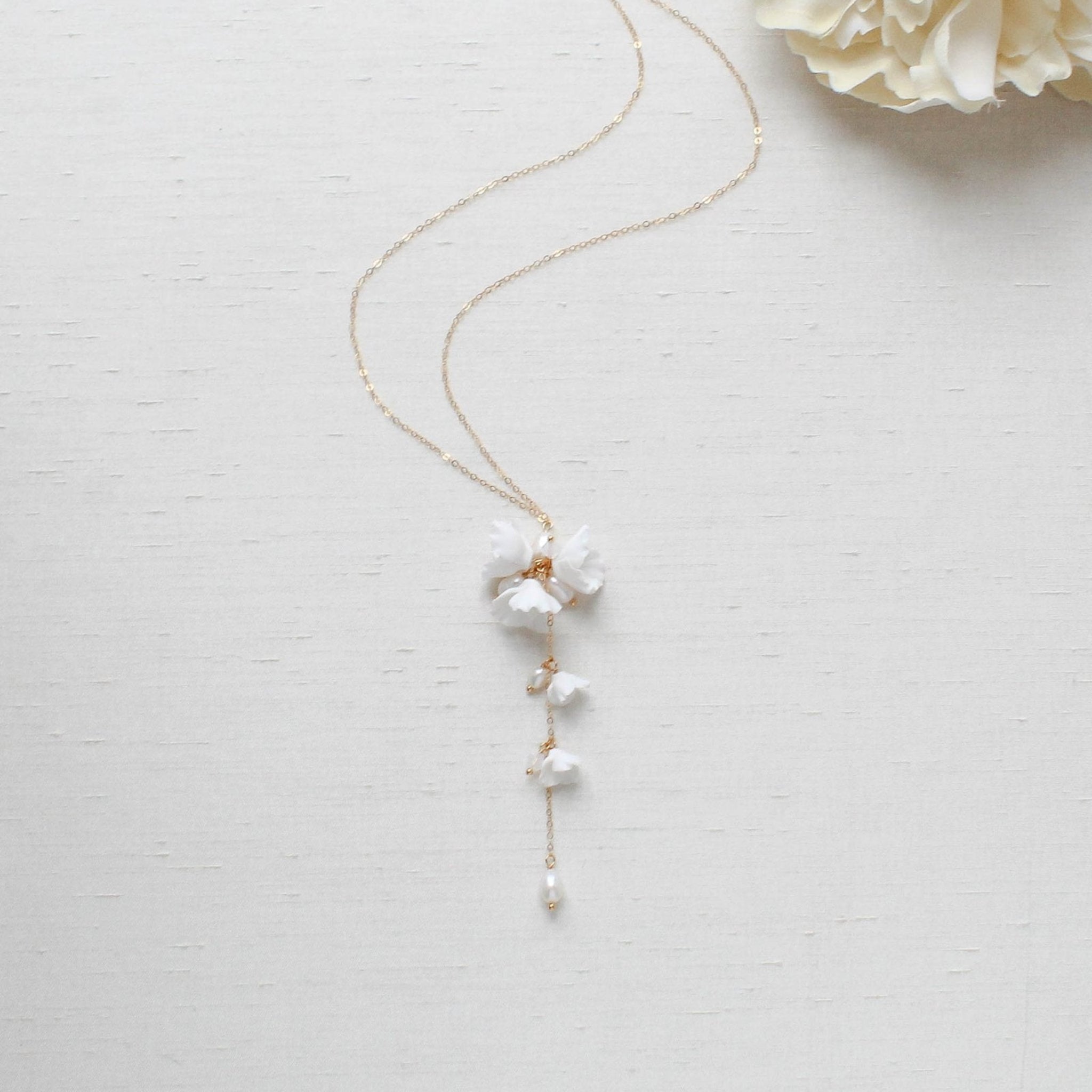 Pearl backdrop necklace for backless dress - MEADOW - Treasures by Agnes