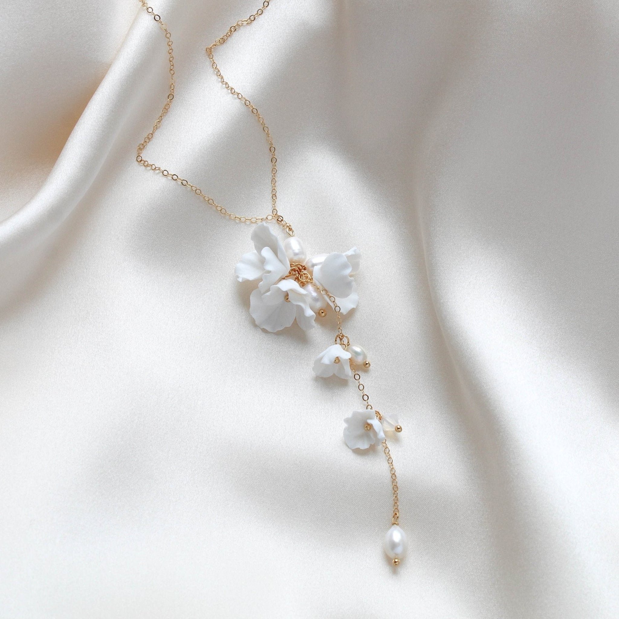 Pearl backdrop necklace for backless dress - MEADOW - Treasures by Agnes
