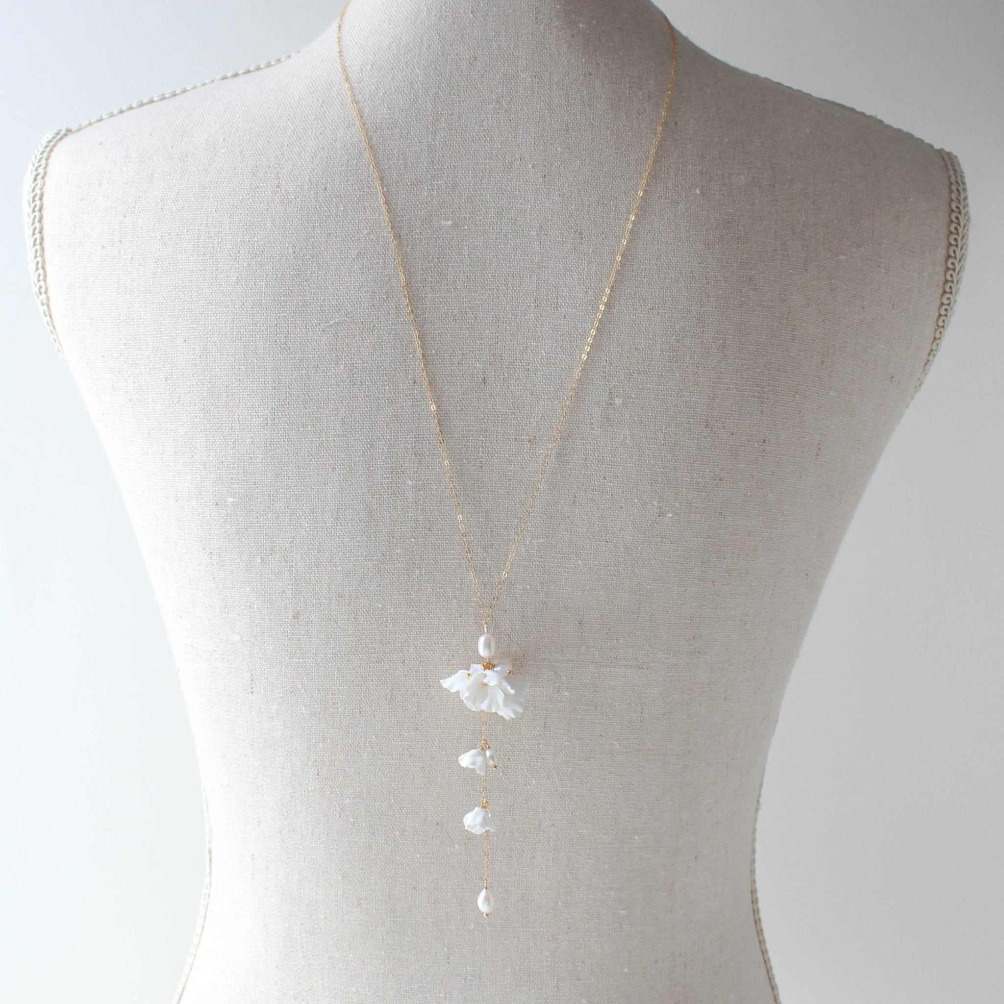 Pearl backdrop necklace for backless dress - MEADOW - Treasures by Agnes