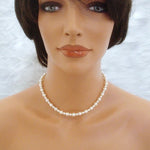 Pearl Bridal Backdrop necklace with Crystals - ASHLYN - Treasures by Agnes