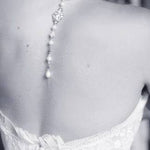 Pearl Bridal Backdrop necklace with Crystals - ASHLYN - Treasures by Agnes