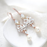 Pearl drop crystal Bridal earrings - STEPHANIE - Treasures by Agnes