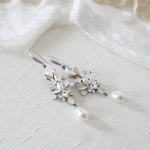 Pearl drop crystal Bridal earrings - STEPHANIE - Treasures by Agnes