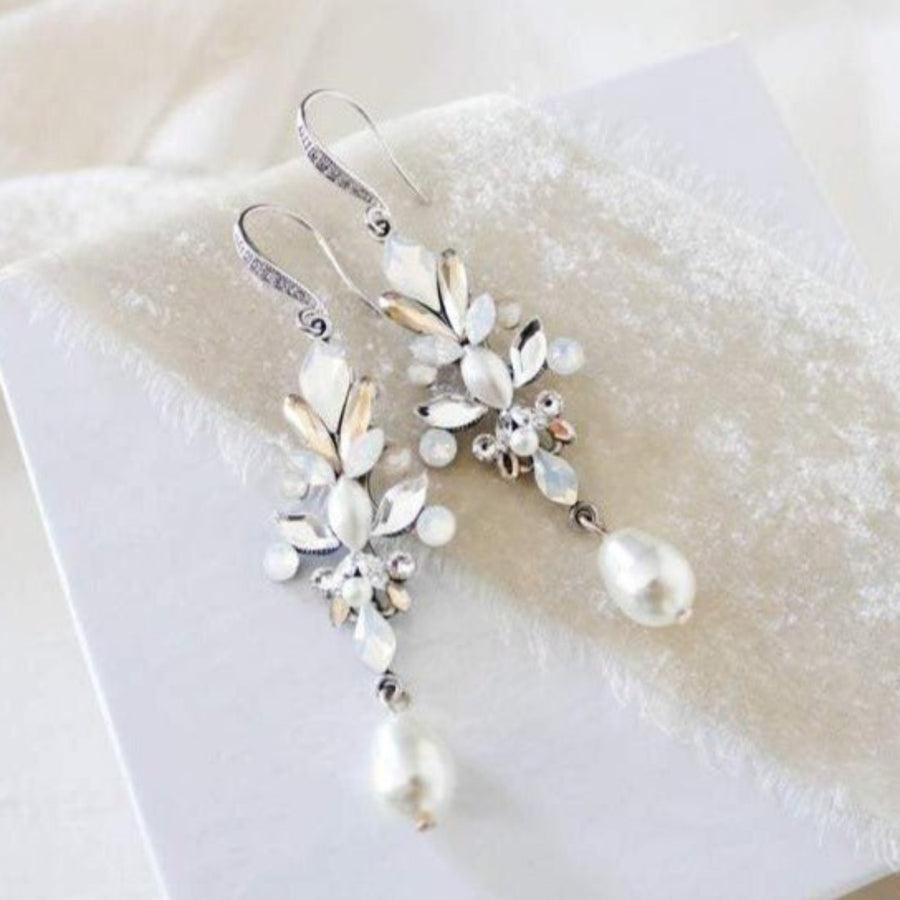 Pearl drop crystal Bridal earrings - STEPHANIE - Treasures by Agnes