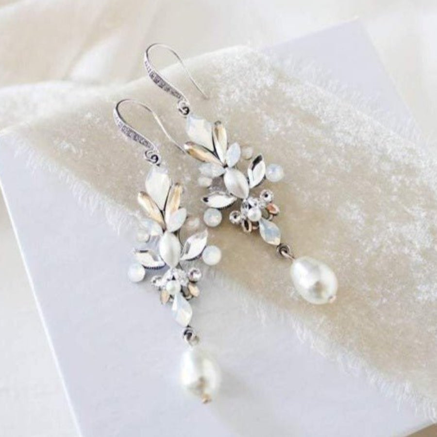 Pearl drop crystal Bridal earrings - STEPHANIE - Treasures by Agnes
