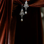 Pearl drop crystal Bridal earrings - STEPHANIE - Treasures by Agnes