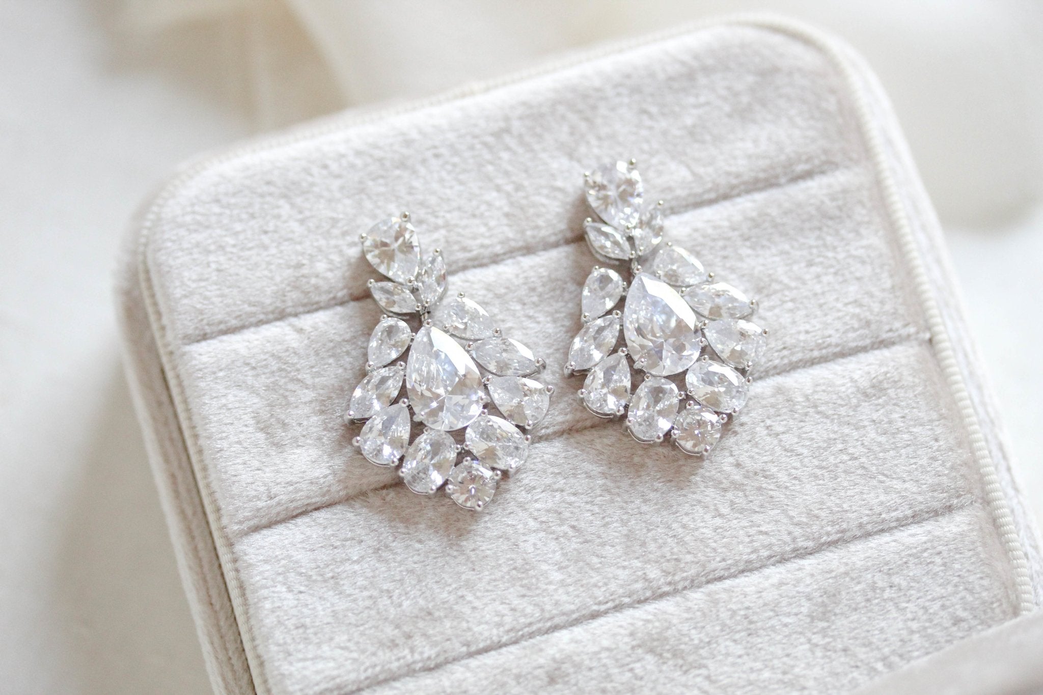 Petite rose gold cubic zirconia chandelier bridal earrings - KATERI - Treasures by Agnes