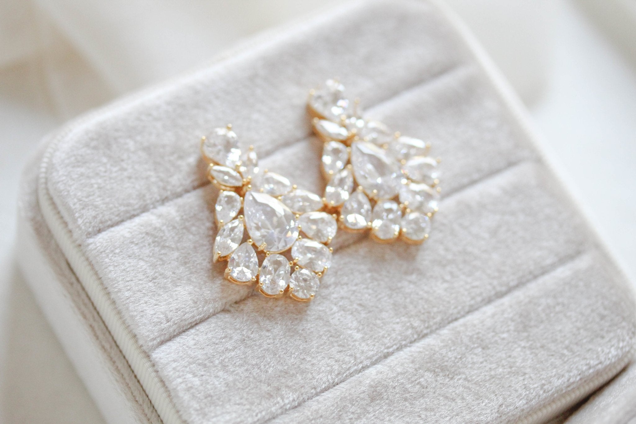 Petite rose gold cubic zirconia chandelier bridal earrings - KATERI - Treasures by Agnes