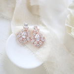 Petite rose gold cubic zirconia chandelier bridal earrings - KATERI - Treasures by Agnes