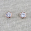 Rose gold 6mm Cubic zirconia stud earrings - Treasures by Agnes
