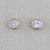 Rose gold 6mm Cubic zirconia stud earrings - Treasures by Agnes