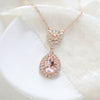 Rose gold and blush teardrop pedant necklace - ALAYNA - Treasures by Agnes
