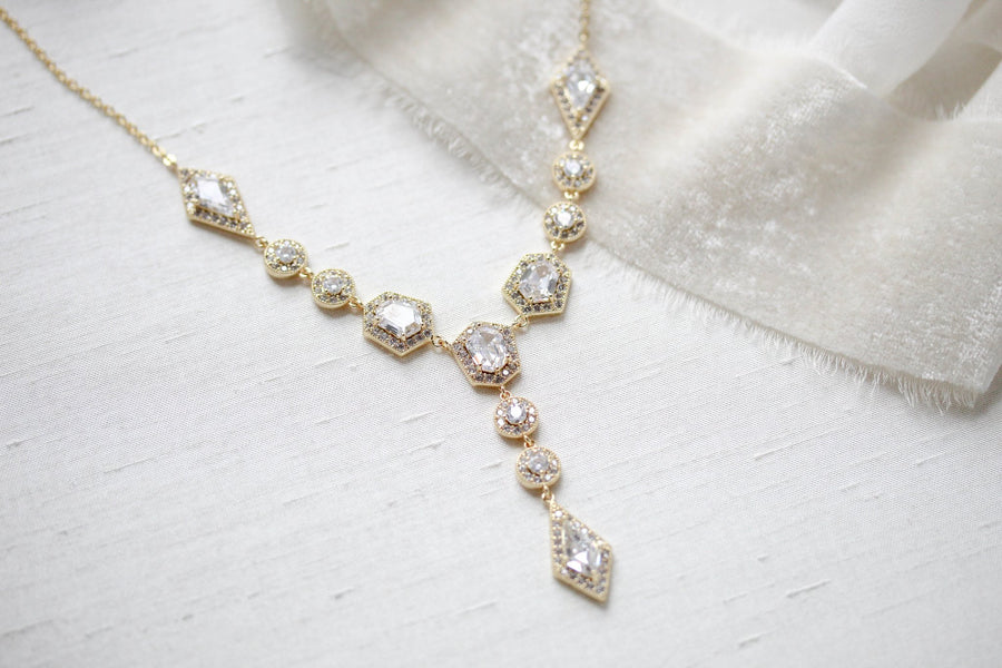 Rose gold Art Deco Backdrop necklace - MONROE - Treasures by Agnes
