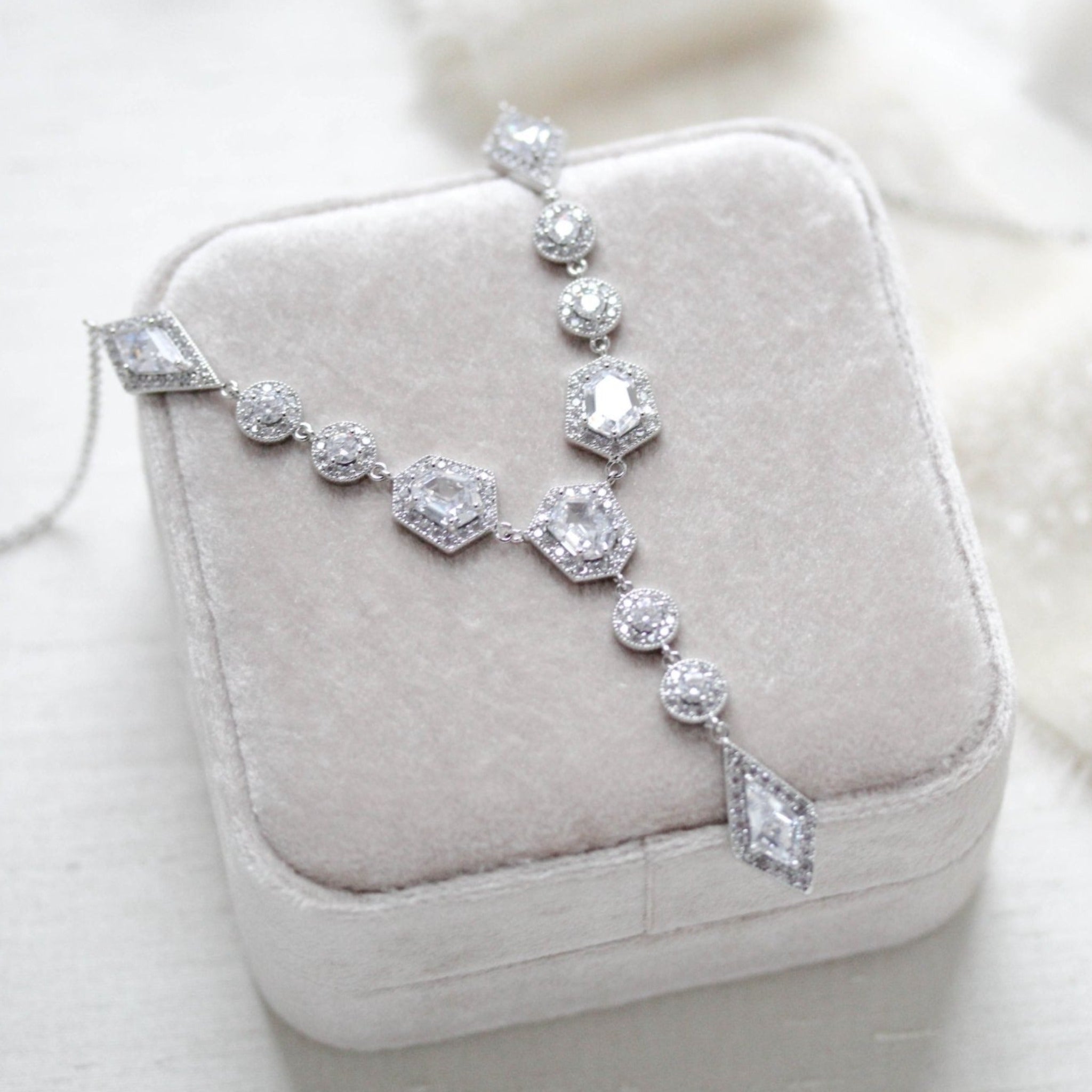 Rose gold Art Deco Backdrop necklace - MONROE - Treasures by Agnes