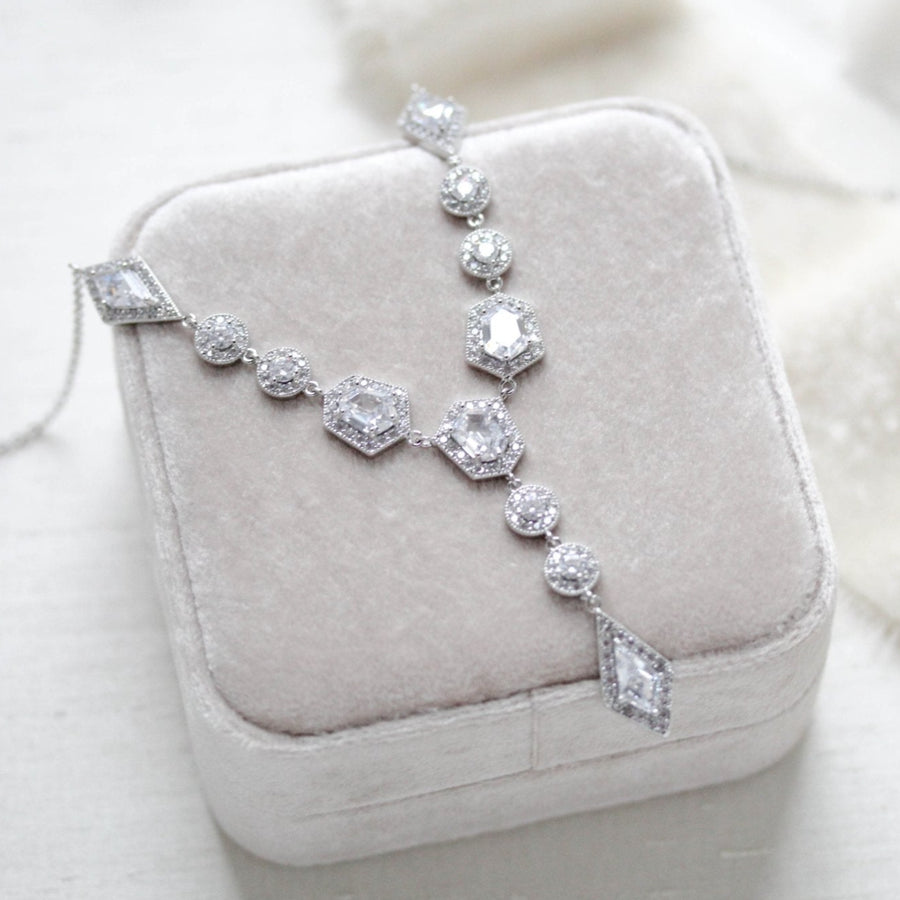 Rose gold Art Deco Backdrop necklace - MONROE - Treasures by Agnes