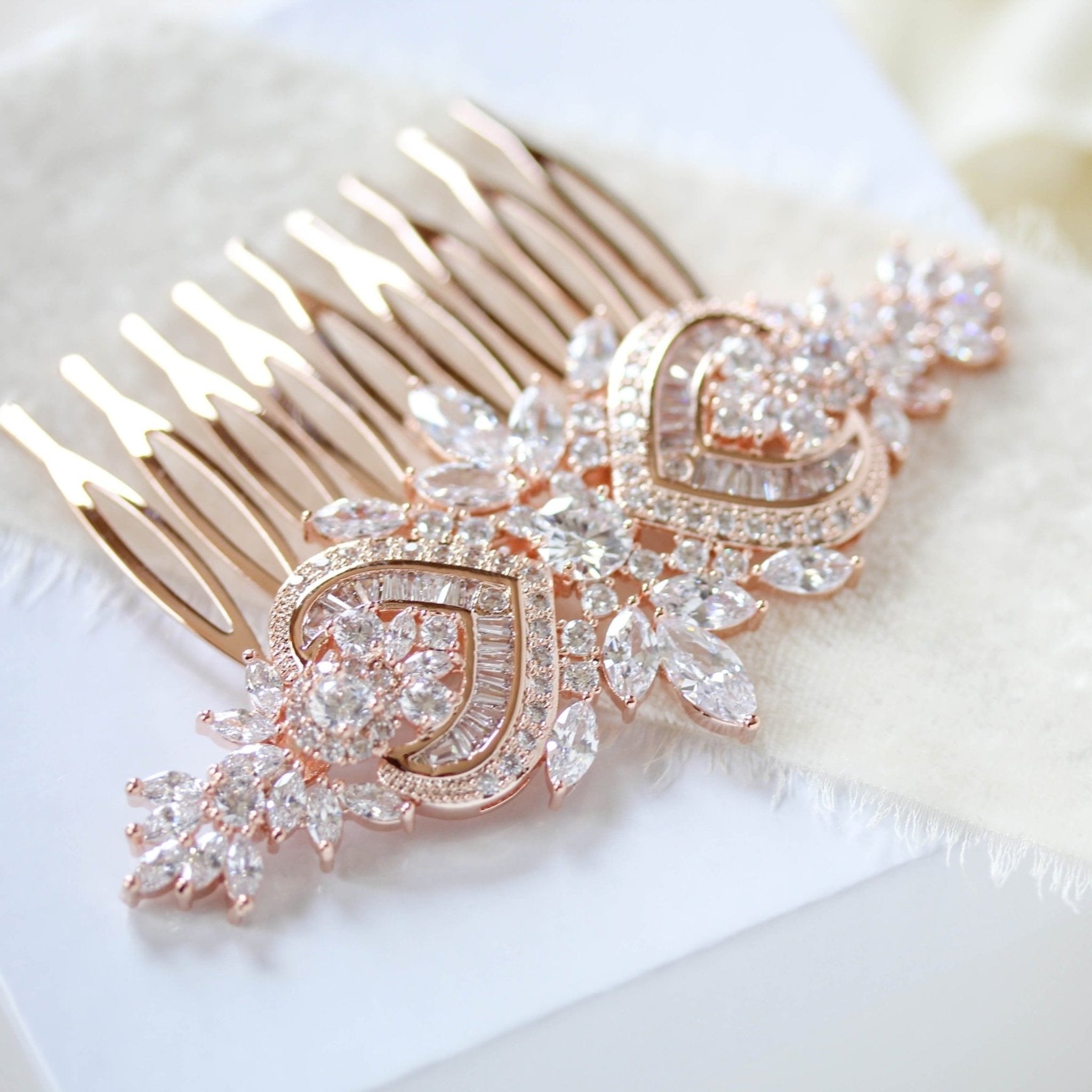 Rose gold Art Deco Bridal hair comb accessory - EMMA - Treasures by Agnes
