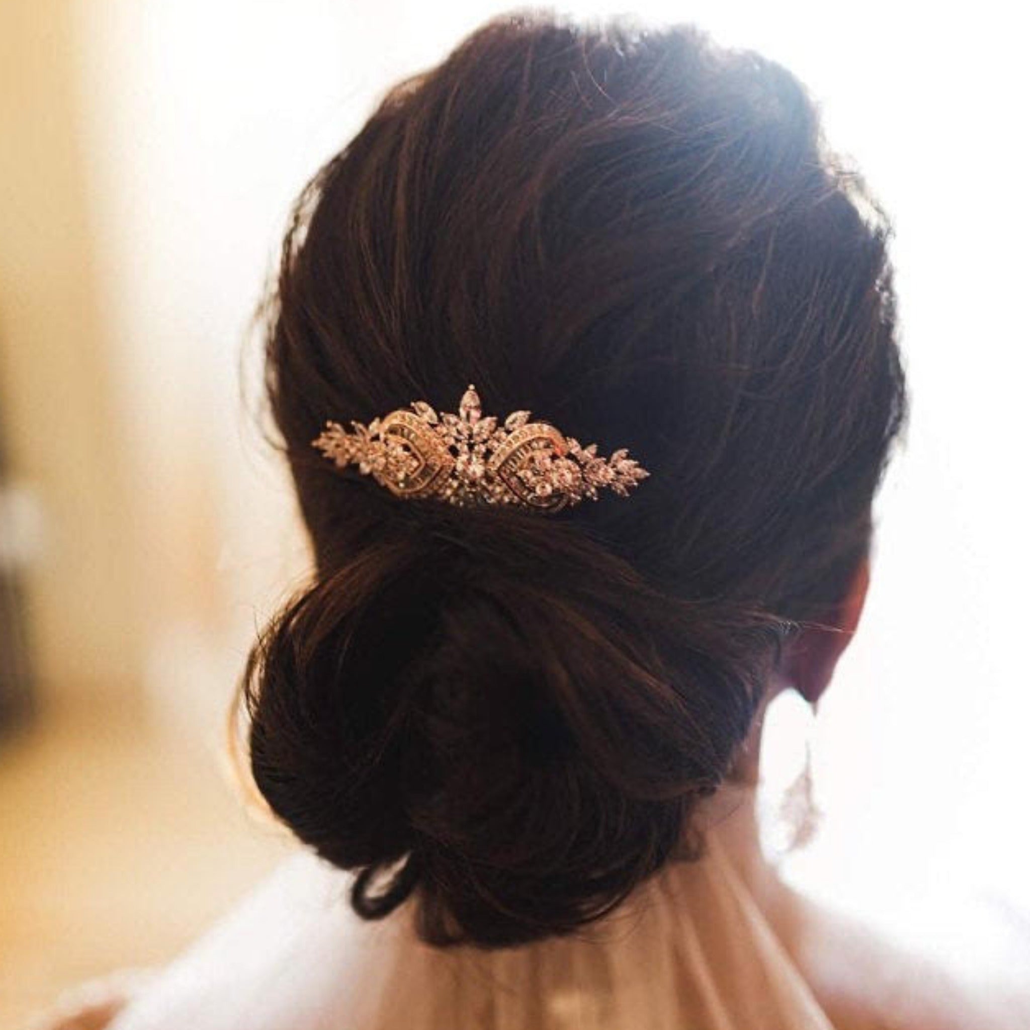 Rose gold Art Deco Bridal hair comb accessory - EMMA - Treasures by Agnes