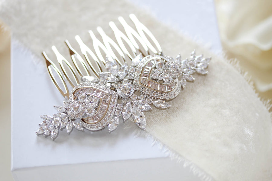 Rose gold Art Deco Bridal hair comb accessory - EMMA - Treasures by Agnes