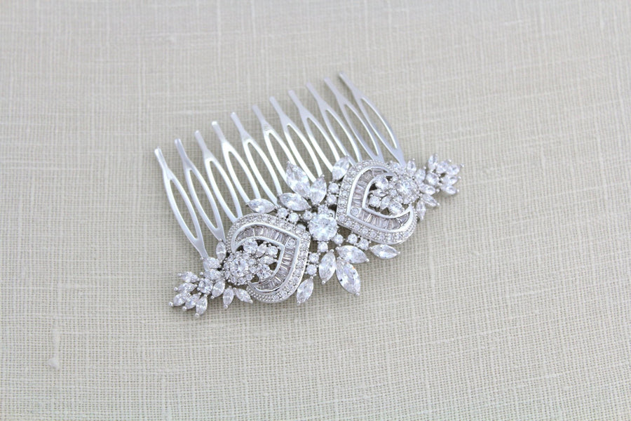Rose gold Art Deco Bridal hair comb accessory - EMMA - Treasures by Agnes