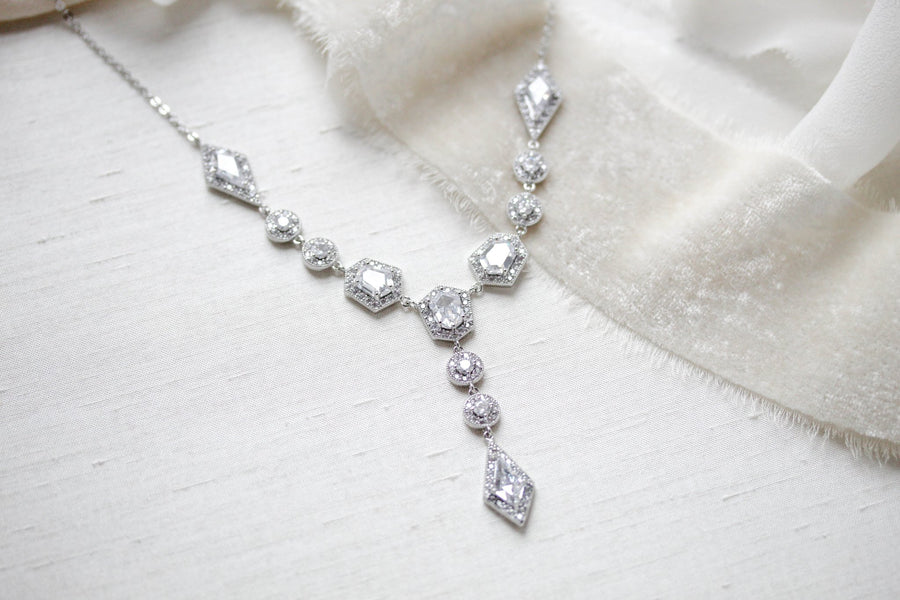 Rose gold Art Deco bridal necklace - MONROE - Treasures by Agnes