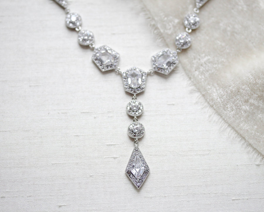 Rose gold Art Deco bridal necklace - MONROE - Treasures by Agnes