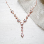 Rose gold Art Deco bridal necklace - MONROE - Treasures by Agnes
