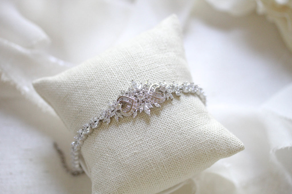 Rose gold Art Deco cubic zirconia Bridal bracelet - EMMA - Treasures by Agnes