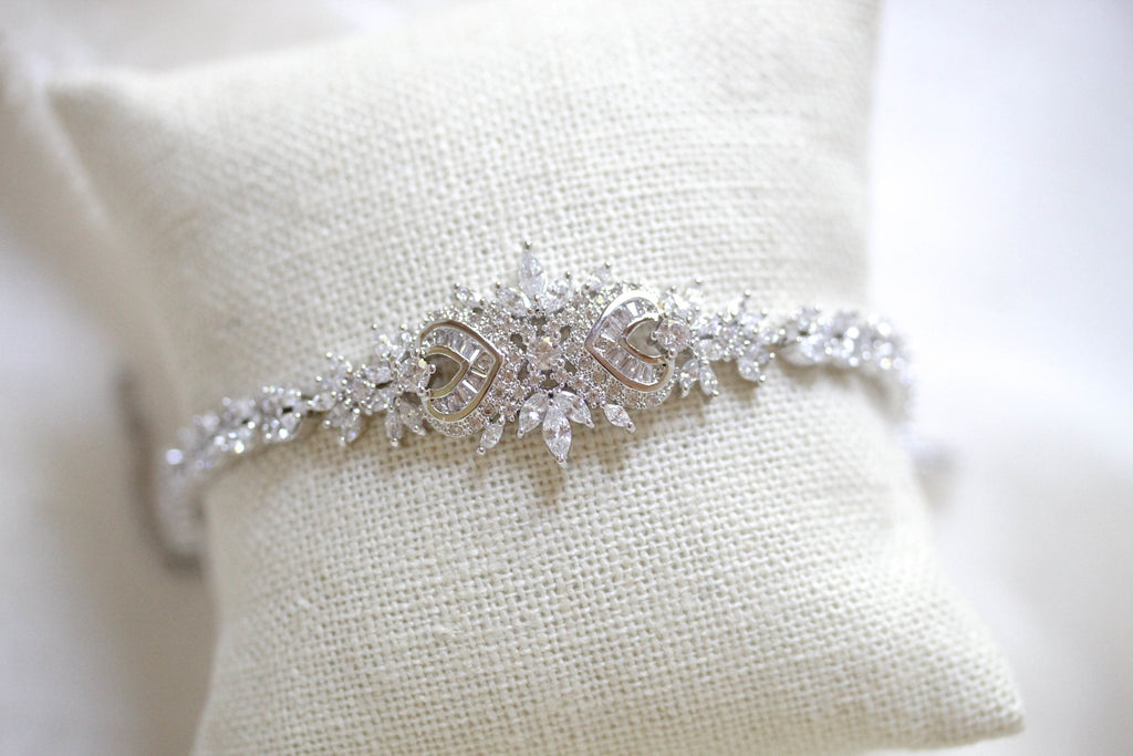 Rose gold Art Deco cubic zirconia Bridal bracelet - EMMA - Treasures by Agnes