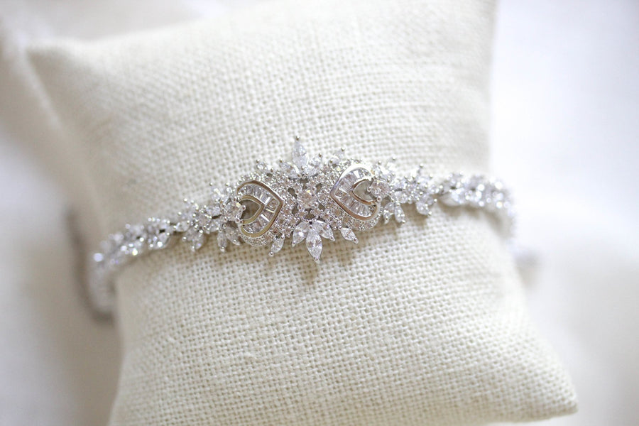 Rose gold Art Deco cubic zirconia Bridal bracelet - EMMA - Treasures by Agnes