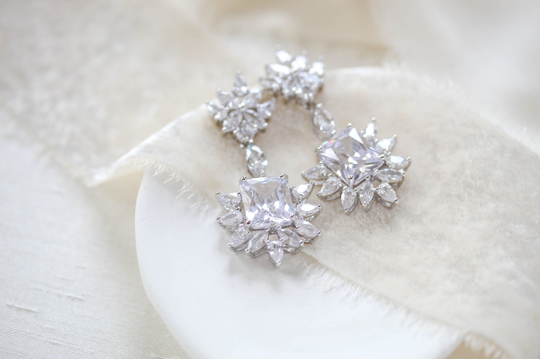 Rose gold Art Deco style Cubic Zirconia chandelier earrings - CLAIRE - Treasures by Agnes