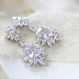 Rose gold Art Deco style Cubic Zirconia chandelier earrings - CLAIRE - Treasures by Agnes