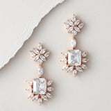 Rose gold Art Deco style Cubic Zirconia chandelier earrings - CLAIRE - Treasures by Agnes