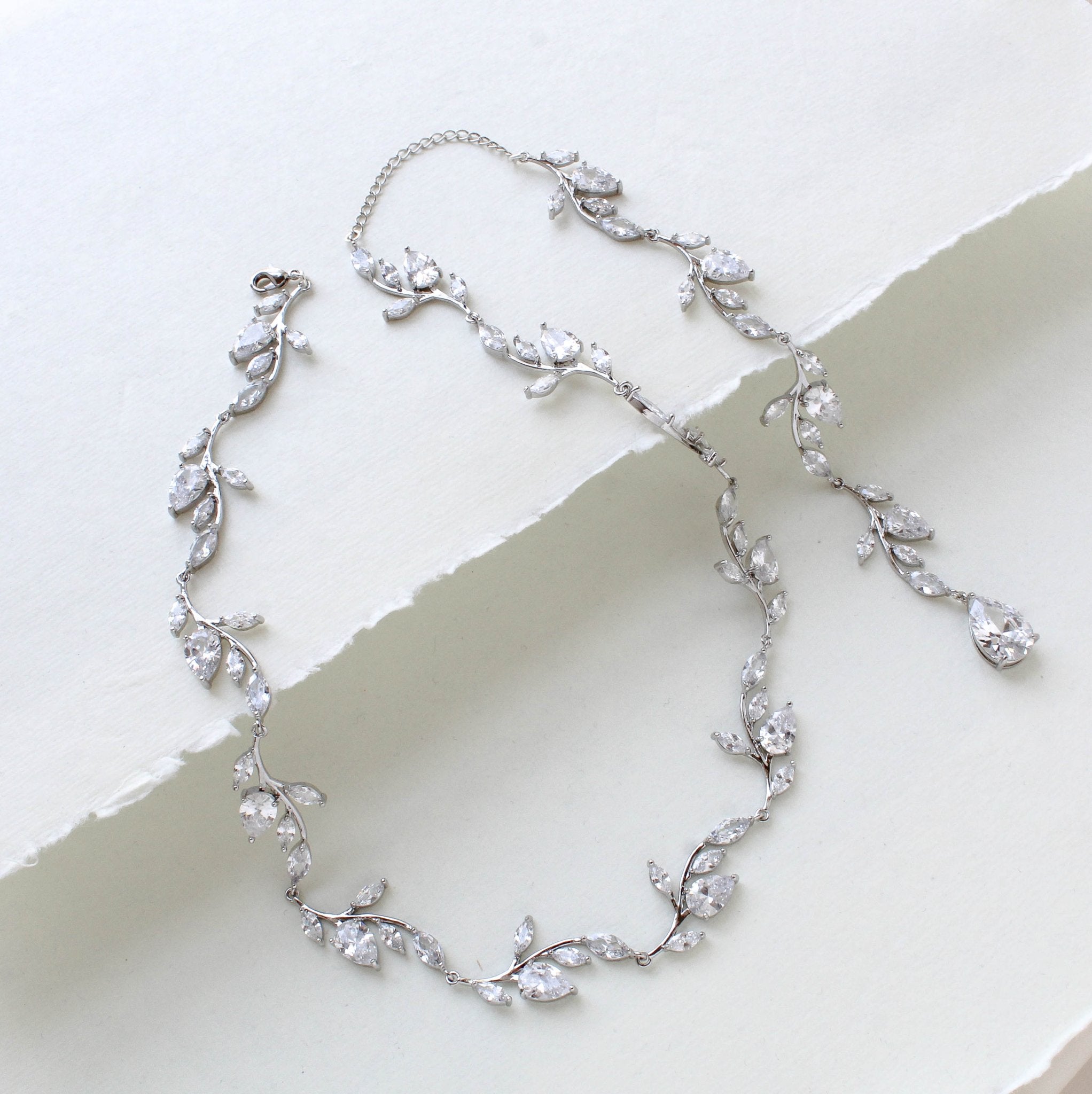Rose gold Bridal backdrop necklace - APRILLE - Treasures by Agnes