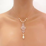Rose gold Bridal Backdrop necklace - EMMA - Treasures by Agnes