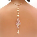 Rose gold Bridal Backdrop necklace - EMMA - Treasures by Agnes