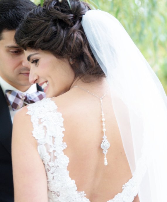 Rose gold Bridal Backdrop necklace - EMMA - Treasures by Agnes