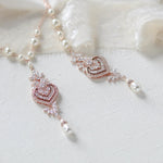 Rose gold Bridal Backdrop necklace - EMMA - Treasures by Agnes