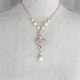 Rose gold Bridal Backdrop necklace - EMMA - Treasures by Agnes