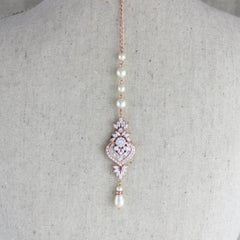 Rose gold Bridal Backdrop necklace - EMMA - Treasures by Agnes