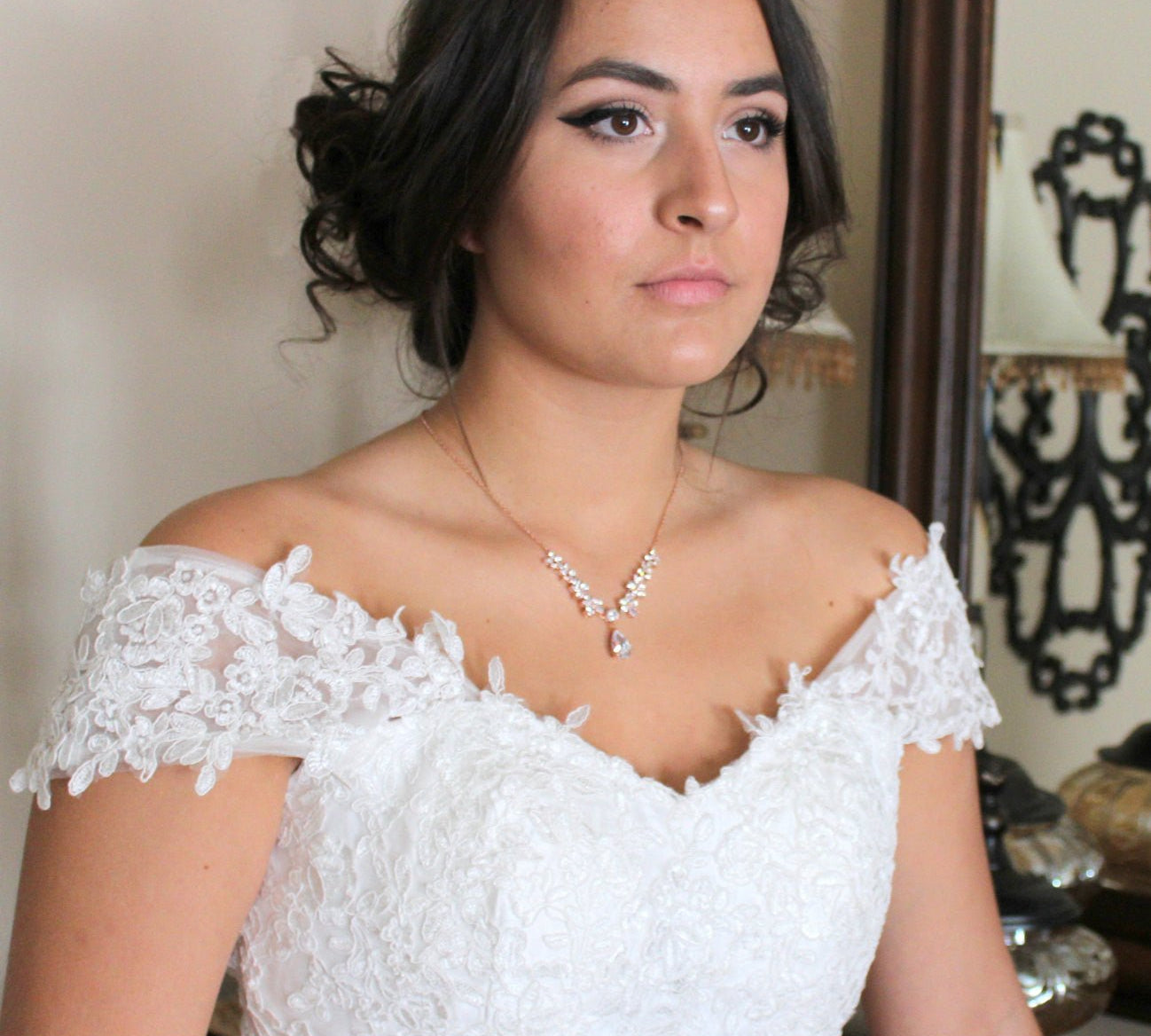 Rose gold Bridal backdrop necklace - LEXI - Treasures by Agnes