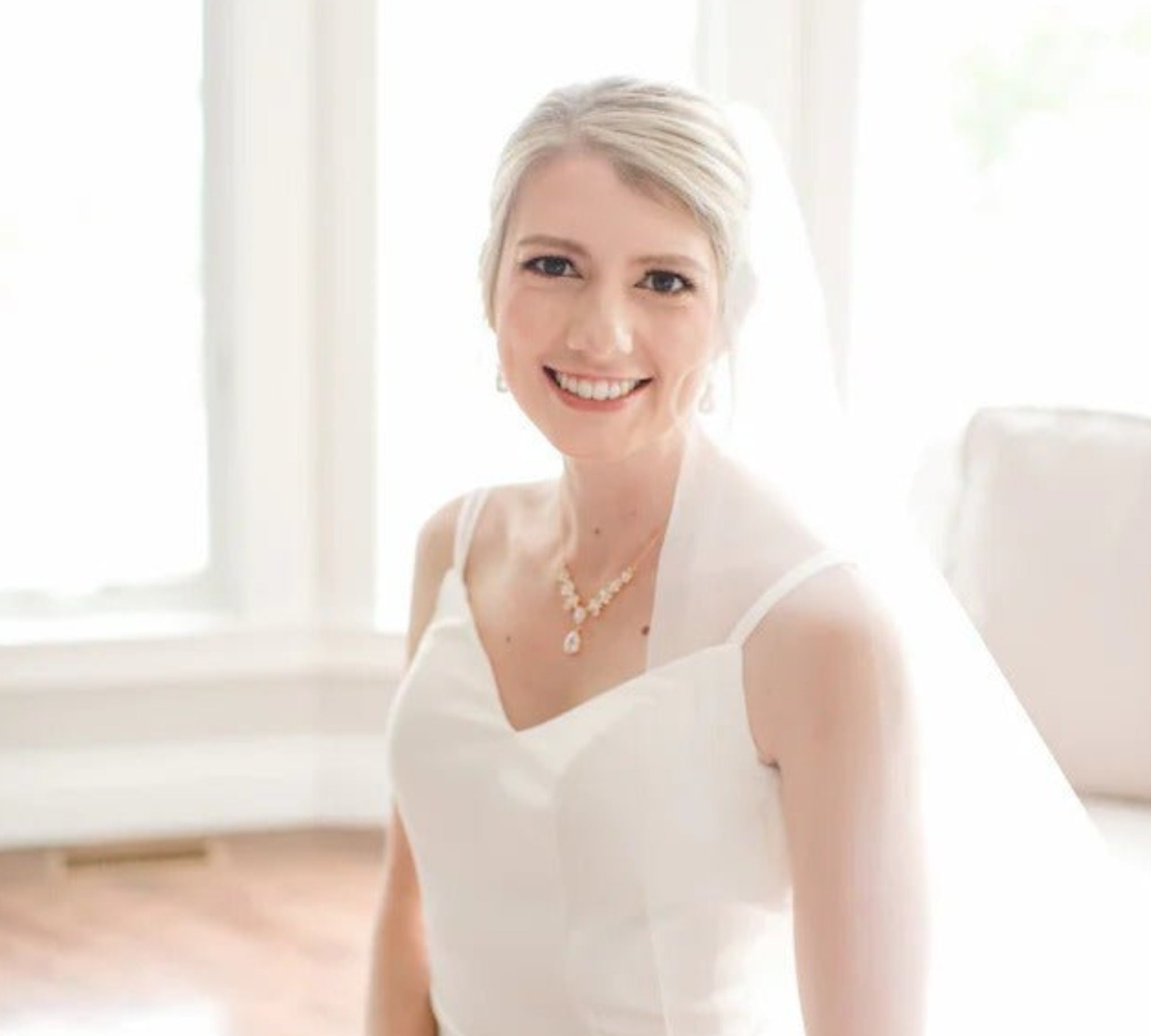 Rose gold Bridal backdrop necklace - LEXI - Treasures by Agnes