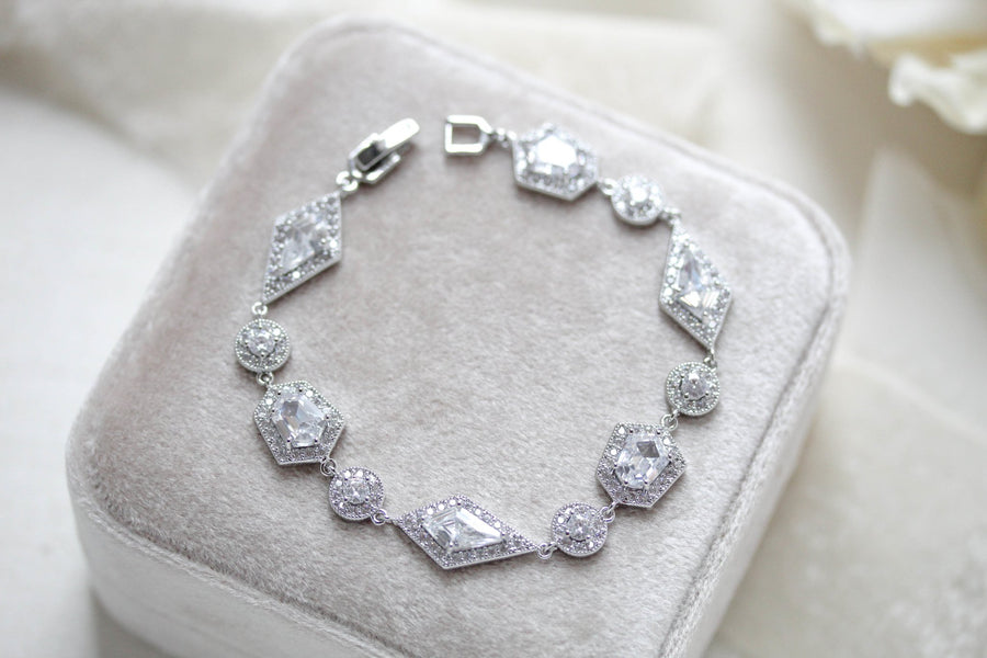 Rose gold bridal bracelet with Empress cut stones - MONROE - Treasures by Agnes