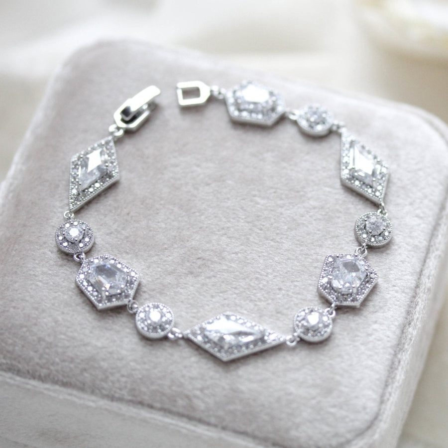 Rose gold bridal bracelet with Empress cut stones - MONROE - Treasures by Agnes