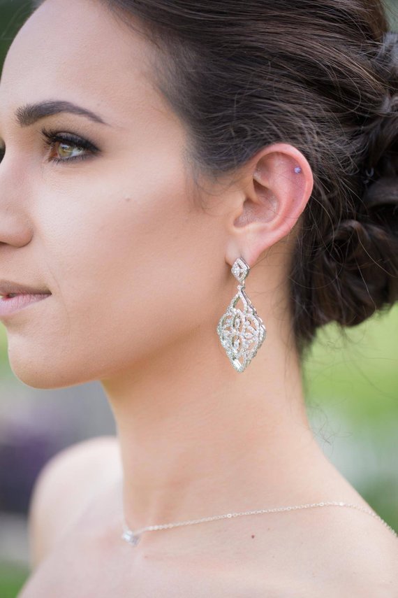Rose gold Bridal chandelier earrings EMILY - Treasures by Agnes