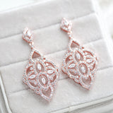 Rose gold Bridal chandelier earrings EMILY - Treasures by Agnes