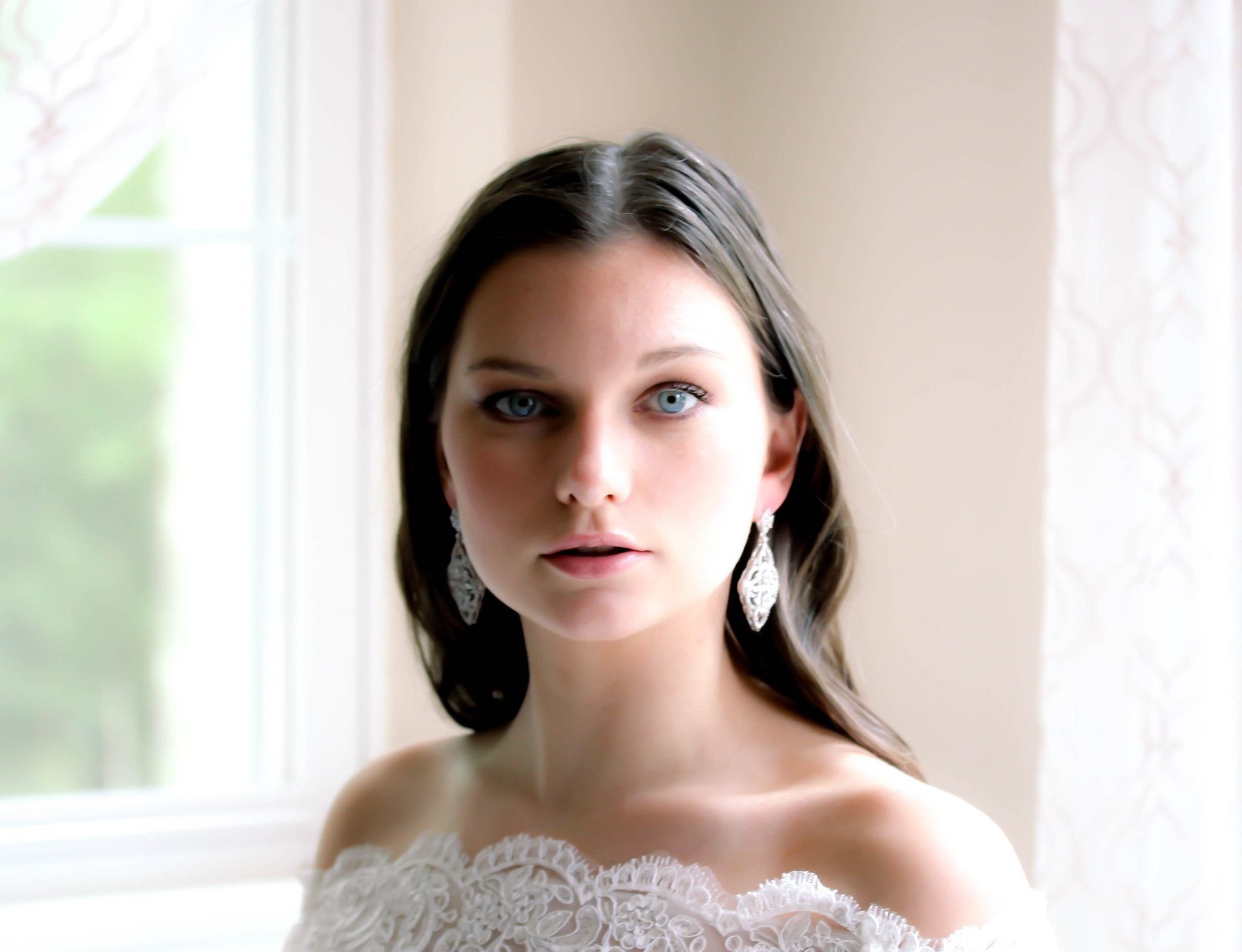 Rose gold Bridal chandelier earrings EMILY - Treasures by Agnes